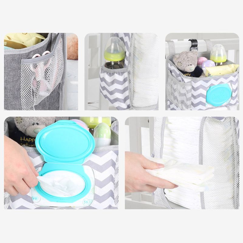 Baby Storage Organizer Crib Hanging Storage Bag Caddy Organizer for Baby Essentials Bedding Set Diaper Storage Bag